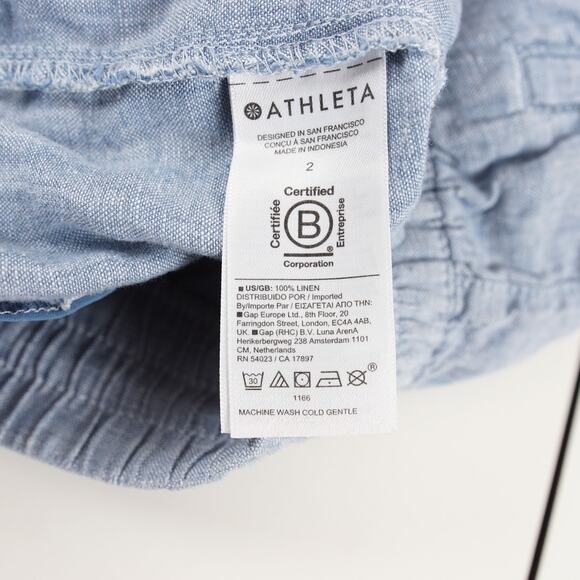 Athleta Retreat Linen Blue Slim Fit Jogger Pants Womens Sz 2 - Picture 10 of 11